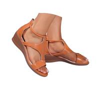 Sandaletten Damen Mit Absatz Frauen Gummiband Keil-Espadrilles Keilabsatz Schuhe Keilsandalen Elegante Sohlen Ergonomischem Hochzeit Lässig Geschlossene T-Riemen Strandschuhe Sommer Strandsandalen