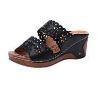 Sandaletten Damen Mit Keilabsatz Wedge Plateau Sandalen Frauen Slipper Casual Peep Toe High Heel Keilsandalen Plattform Freizeitsandalen Aushöhlen Hausschuhe Pantoletten Sommerschuhe Strandschuhe