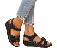 Sandaletten Damen Retro Flache Schuhe Pantoletten Damen Strass Sommer Freizeitsandalen Sandaletten Vintage Flach Niedrigabsatz Riemchensandalen Slippers Hausschuhe Gartenschuhe Slide