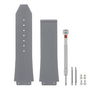 SANDEIN 25 mm Uhrenarmband, kompatibel mit Big Bang Ersatzarmbändern aus weichem Silikon-Gummi, Grau, Streifen, 25mm, Classic