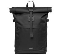 Sandqvist Unisex ICON Rolltop Backpack M Messenger Bag, Black/Black with Black Leather