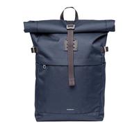 Sandqvist Icon Rolltop Backpack M navy with black leather
