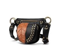 SandraWang Gürteltasche aus Leder im Renaissance-Stil, mit Blatt-Design, Retro-Fanny-Tasche mit goldenen Akzenten, Grün, Rot, Orange, Kaffee, Braun, Renaissance