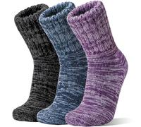 Sandsuced Merino Socken für Damen Herren Warme Wolle Thermosocken Dicke Arbeitssocken Geschenke Wollsocken Atmungsaktive Wintersocken 3 Paar (Schwarz/Lila/Dunkelblau, 36-42)