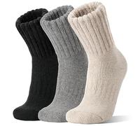 Sandsuced Merino Wolle Socken für Damen Herren Warme Thermosocken Dicke Arbeitssocken Wollsocken Atmungsaktive Geschenke Wintersocken 3 Paar (Schwarz/Grau/Beige, M)