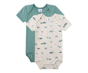 Sanetta 2er-Pack Bodys kurzarm Safari 104 natur/grün