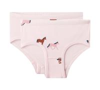 Sanetta Mädchen-Unterhose Rosa | Hochwertige und nachhaltige Unterhose für Mädchen aus Baumwoll-Mix. Slip mit Pferde-Allover | Inhalt: 2er Set Unterwäsche für Mädchen