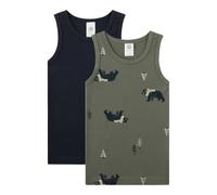 Sanetta 2er-Pack Unterhemden Bären 128 oliv/marine