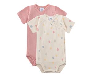 Sanetta 2er-Pack Wickelbody kurzarm Punkte 56 beige/rosa