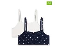 Sanetta Mädchen-Bustier (Doppelpack) Dunkelblau und Off-White | Bequemes und angenehmes Bustier für Mädchen aus Baumwoll-Mix. Inhalt: 2er Set Unterwäsche für Mädchen 176