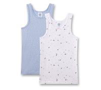 Sanetta Mädchen-Unterhemd (Doppelpack) weiß & blau Gemustert | Hochwertiges und nachhaltiges Unterhemd für Mädchen aus Baumwoll-Mix.