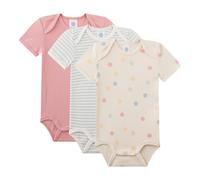 Sanetta 3er-Pack Bodys kurzarm Punkte & Ringel 100% Bio-Baumwolle Größe 92 beige/rosa/hellblau
