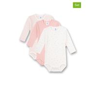 Sanetta Baby-Body langarm (Dreierpack) rosa & weiß Ringel, Dots | Hochwertiger und nachhaltiger Body für Mädchen aus Bio-Baumwolle. Inhalt: 3er Set Baby Body