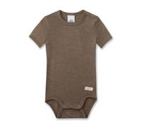 Sanetta Baby-Body kurzarm beige aus Wolle & Seide | Hochwertiger und nachhaltiger Body für Mädchen & Jungen aus Wolle-Seide-Mix. Baby Body