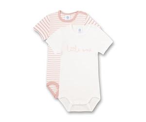 Sanetta Baby-Body kurzarm (Doppelpack) weiß und rosa Ringel | Hochwertiger und nachhaltiger Body für Mädchen aus Bio-Baumwolle. Inhalt: 2er Set Baby Body