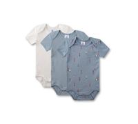 Sanetta Baby-Body kurzarm (Dreierpack) off-white & blau Turm | Hochwertiger und nachhaltiger Body für Jungen aus Bio-Baumwolle. Inhalt: 3er Set Baby Body