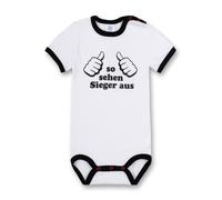 Sanetta Baby Body, Kurzarm, Strampler mit Aufdruck "So sehen Sieger aus" Weiß / 86 86 Schwarz
