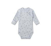 Sanetta Baby-Wickelbody Blau | Nachhaltiger und süßer Unisex-Wickelbody aus Bio-Baumwolle. Langarm Body mit Vario-Ärmeln und Regenbogen-Allover | Baby Wickelbody