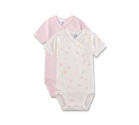 Sanetta Baby-Wickelbody (Doppelpack) rosa & off-white Blumen | Nachhaltiger und süßer Wickelbody für Mädchen aus Bio-Baumwolle. Inhalt: 2er Set Baby Wickelbody