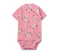Sanetta Baby-Wickelbody kurzarm rosa Esel | Nachhaltiger und süßer Wickelbody für Mädchen aus Bio-Baumwolle.