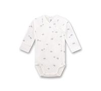 Sanetta Baby-Wickelbody Off-White | Nachhaltiger und süßer Wickelbody für Jungen aus Bio-Baumwolle. Langarm Body mit Kratzschutz und Mammut-Allover | Baby Wickelbody