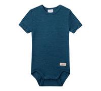 Sanetta Baby-Body kurzarm blau aus Merinowolle & Seide | Hochwertiger und nachhaltiger Body für Mädchen & Jungen aus Wolle-Seide-Mix. Baby Body