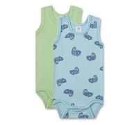 Sanetta Body ohne Arm (Doppelpack) Blau | Hochwertiger und nachhaltiger Body für Jungen aus Bio-Baumwolle. Ärmelloser Body mit Chamäleonprint | Inhalt: 2er Set Baby Body