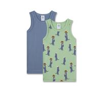 Sanetta Jungen Unterhemd Doppelpack - 128 / grün blau / 95% Baumwolle 5% Elasthan