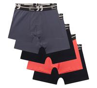 Boxershorts SANETTA "Boxershort 5er Pack", Jungen, Gr. 164, bunt (schwarz, grau, orange), Obermaterial: 95% Baumwolle CO. 5% Elasthan EL., Unterhosen (37099726-164) schwarz, grau, orange