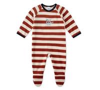 Sanetta Jungen-Overall Braun | Praktischer und bequemer Strampler aus Baumwoll-Nicki für Jungen. Babystrampler mit Füßchen | Baby Overall