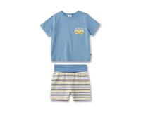 Sanetta Jungen-Schlafanzug Blau | Nachhaltiger und bequemer Schlafanzug aus Bio-Baumwolle für Jungen. Kurzarm Schlafanzug mit Autoprint | Baby Schlafanzug