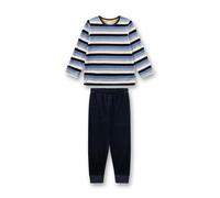 Sanetta Jungen-Schlafanzug blau Ringel aus Nicki | Hochwertiger und bequemer Schlafanzug aus Nicki für Jungen.
