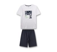 Sanetta Jungen Schlafanzug kurz - 140 / weiß / 100% Baumwolle
