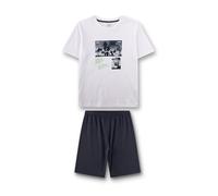 Sanetta Jungen-Schlafanzug kurz blau Basketball | Hochwertiger und bequemer Schlafanzug aus 100% Baumwolle.