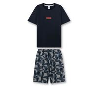 Schlafanzug SANETTA "Pyjama Pyjama Teens kurz Camouflage", Jungen, Gr. 188, bunt (dunkelblau), Obermaterial: 100% Baumwolle CO., Homewear-Sets Schlafanzug (37452763-188) dunkelblau