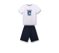 Sanetta Jungen Schlafanzug, kurz - Teens, Sharks, Pyjama, Single Jersey, Baumwolle Weiß 140