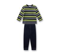 Sanetta Jungen-Schlafanzug lang Khaki Ringel aus Nicki Jungen-Schlafanzug lang grün aus Nicki | Gemütlicher Kinderpyjama