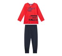 Sanetta Jungen Schlafanzug, lang - Kids, Feuerwehr, Single Jersey Rot/Blau / 128 128 Mehrfarbig