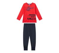 Sanetta Jungen Schlafanzug, lang - Kids, Feuerwehr, Single Jersey Rot/Blau 140
