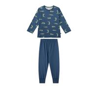 Sanetta Jungen Schlafanzug, lang - Kids, Krokodil, Pyjama, Single Jersey Blau 128