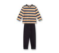 Sanetta Jungen Schlafanzug, lang - Kids, Streifen, Pyjama Set, Frottee Blau/Orange/Weiß / 140 140 Mehrfarbig