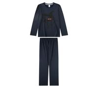 Sanetta Jungen Schlafanzug, lang - Teens, Shark Zone, Pyjama, Single Jersey, Baumwolle 164 Blau