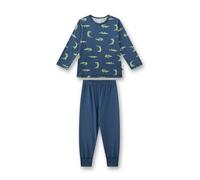 Sanetta Jungen-Schlafanzug Langarm blau Krokodil | Hochwertiger und bequemer Schlafanzug aus 100% Bio-Baumwolle.