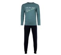 Schlafanzug SANETTA "Pyjama", Jungen, Gr. 164, blau (blau, grün), Obermaterial: 100% Baumwolle CO., Homewear-Sets Schlafanzug (96444438-164) blau, grün