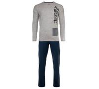 Sanetta Jungen Schlafanzug Set 2-tlg. - lang, offen, Pyjama, Kinder, Teens, Baumwolle Blau/Grau 140