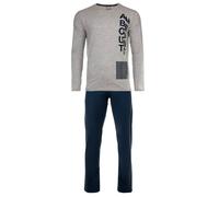 Sanetta Jungen Schlafanzug Set 2-tlg. - lang, offen, Pyjama, Kinder, Teens, Baumwolle Blau/Grau 140