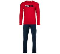 Sanetta Jungen Schlafanzug Set 2-tlg. - lang, offen, Pyjama, Kinder, Teens, Baumwolle Blau/Rot 152