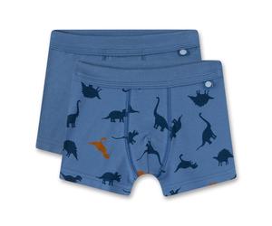 Sanetta Jungen Shorts, 2er Pack - Kids, Unterhosen, Baumwoll-Stretch, Dino Blau 128