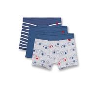 Sanetta Jungen-Shorts (Dreierpack) Blau Blau Ringel und Graumelange | Hochwertige und nachhaltige Unterhose für Jungen aus Baumwolle. Inhalt: 3er Set Unterwäsche für Jungen 092