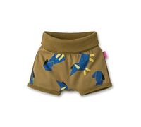 Sanetta Jungen-Shorts Grün | Praktische und Bequeme Sweathose aus Bio-Baumwolle für Jungen. Hose mit Umschlagbund und Hundeprint | Baby Bekleidung